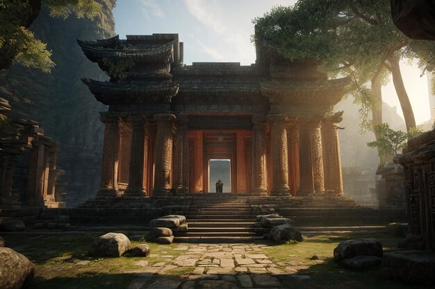 Mystères antiques du temple perdu du métaverse dans le monde virtuel