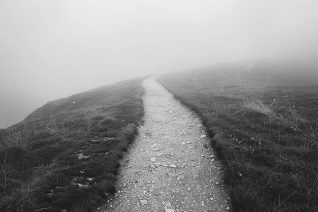 Photo mystérieux chemin brumeux menant à l'obscurité symbole d'incertitude