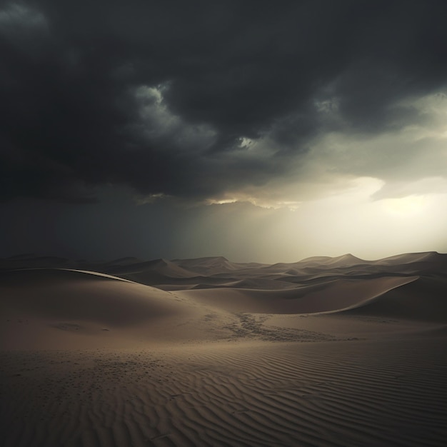 mystérieux paysage de dunes de sable art généré par IA