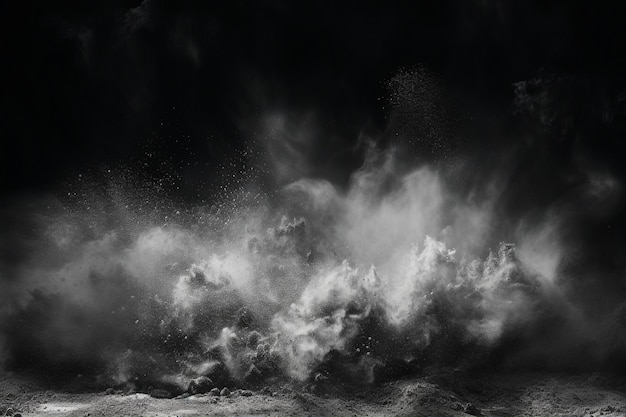 Mystérieux paysage en noir et blanc avec des nuages et des étoiles rendu 3D