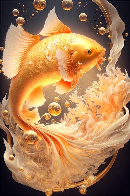 Photo mythologie orientale koi doré generative ai