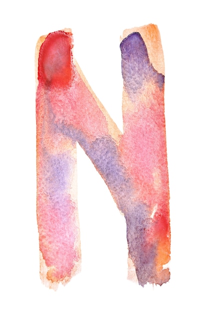 N - alphabet aquarelle fait à la main