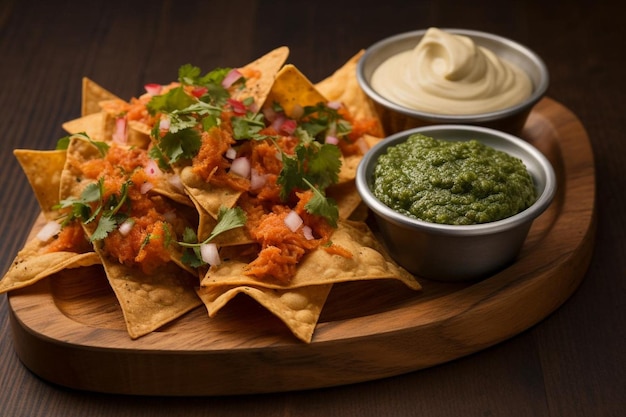 Nachos au fromage avec de la salsa