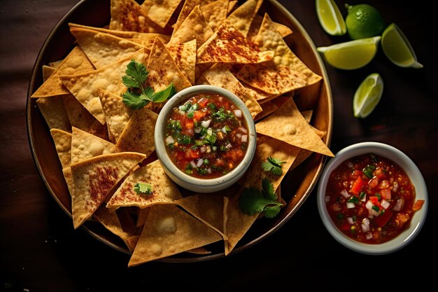 Nachos chips mexicains avec sauces