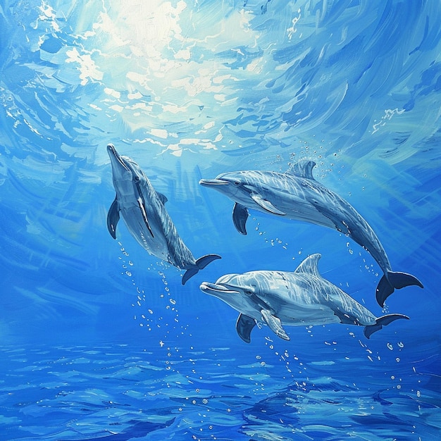 Nager avec des dauphins dans leur habitat naturel sous un ciel bleu clair