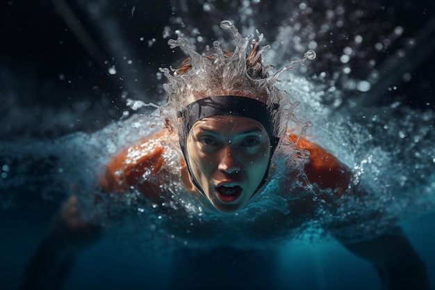 Photo un nageur nage sous l'eau avec les mots 