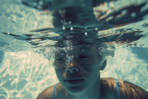 Une nageuse à la piscine Photo sous-marine