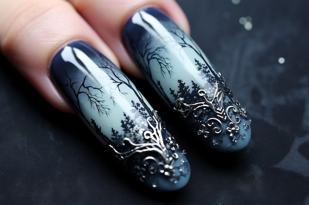 nail art pour un pays des merveilles hivernal