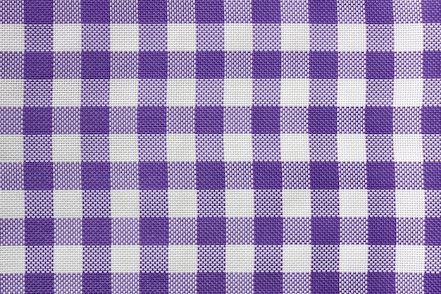 Nappe à carreaux pour la table en cellules violettes et blanches Texture de fond de serviette textile lavande