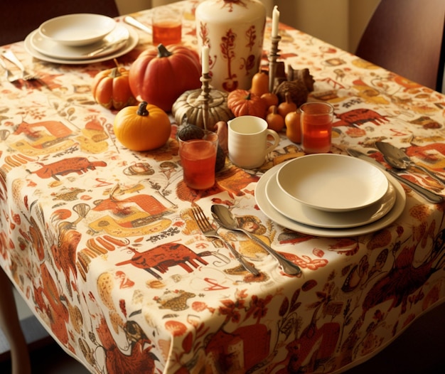 Une nappe festive avec un motif Thanksgiving