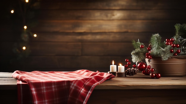 Nappe de Noël sur table rustique