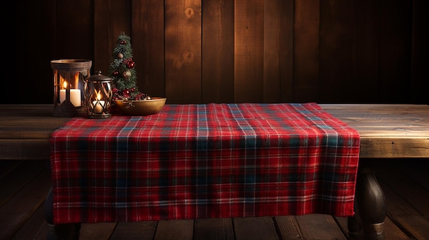 Nappe de Noël sur table rustique