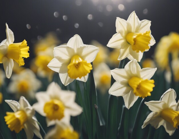 Des narcises blancs fleurissent