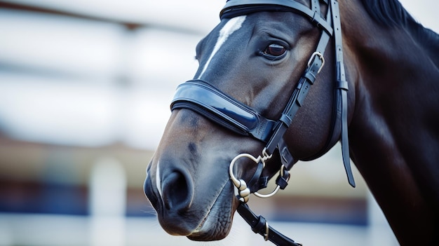 Nas de cheval ou museau avec morceau et bride Courses de chevaux à l'hippodrome AI