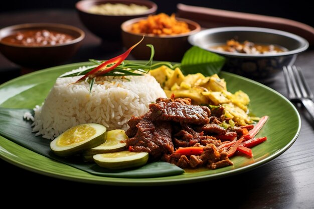 Nasi padang épicé et savoureux avec fond de bœuf