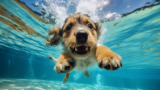 Photo natation chien