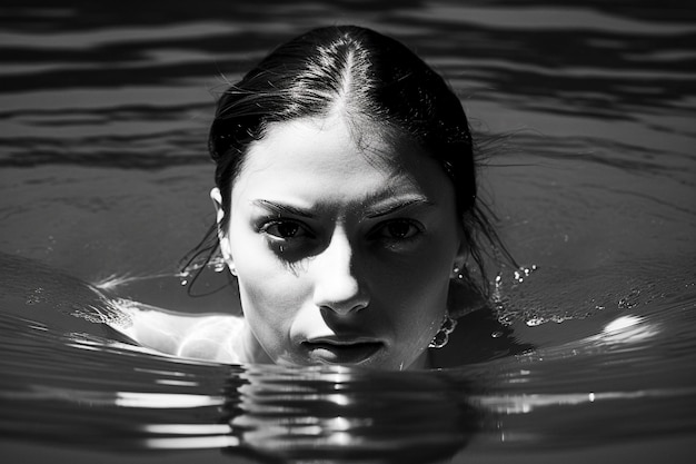 Photo natation une jeune fille nage image générative ai