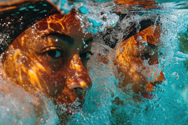 Natation synchronisée de banlieue d'abstraction élégante