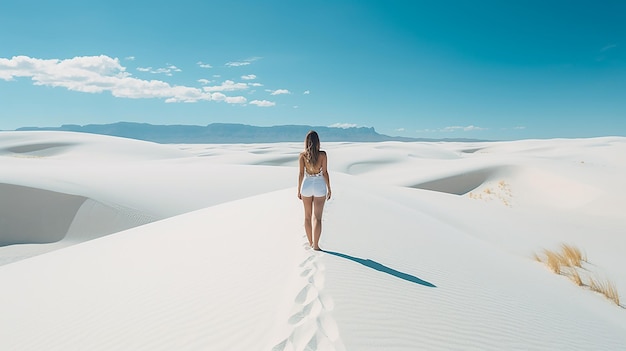 la nature en arrière-plan avec la beauté du sable blanc avec le ciel bleu et les nuages