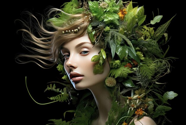 Nature beauté organique belle femme eco concept ai généré