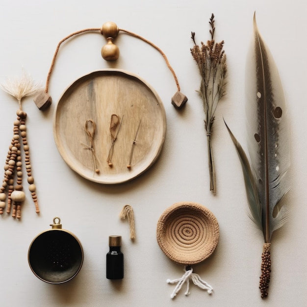 Photo la nature boho minimale dans des tons doux et lumineux