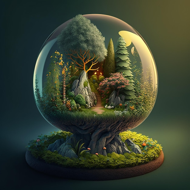 Nature du monde miniature à l'intérieur de la graine de boule de verre