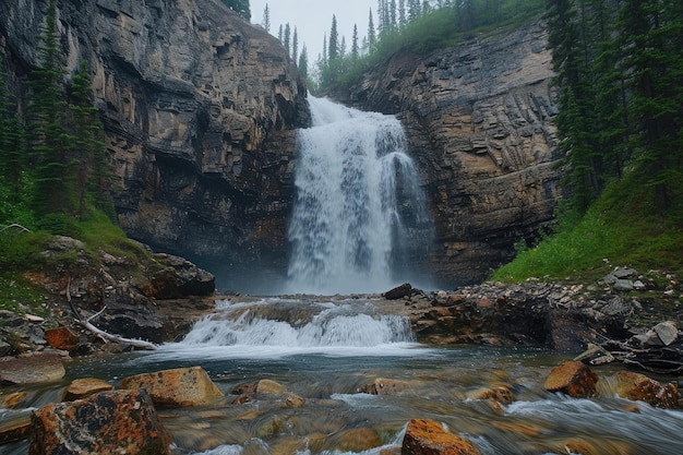 La nature est une cascade verticale spectaculaire.