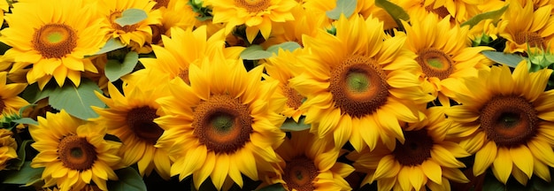 La nature est une tapisserie Un champ de tournesols panoramique Un fond pittoresque d'une beauté sereine