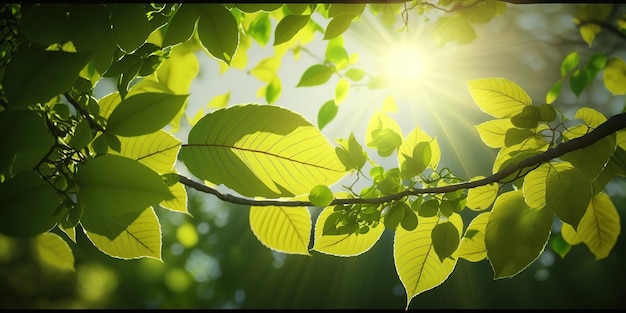nature des feuilles vertes dans le jardin au printemps sous la lumière du soleil