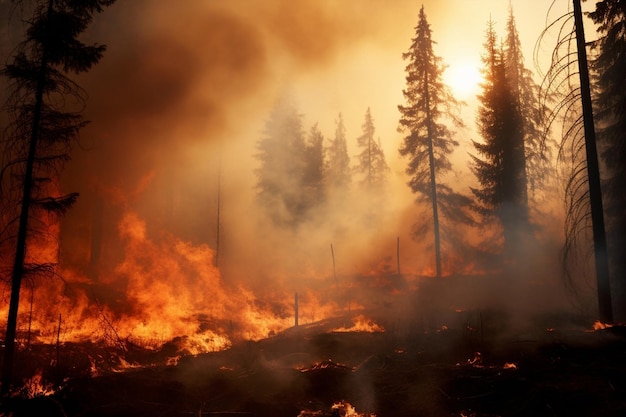 Nature incendie catastrophe arbre sauvage environnement écologie brûlant chaud danger destruction fumée forêt feu de forêt chaleur