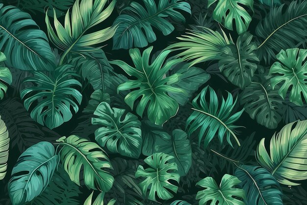 La nature laisse une forêt tropicale verte en arrière-plan concept d'illustration