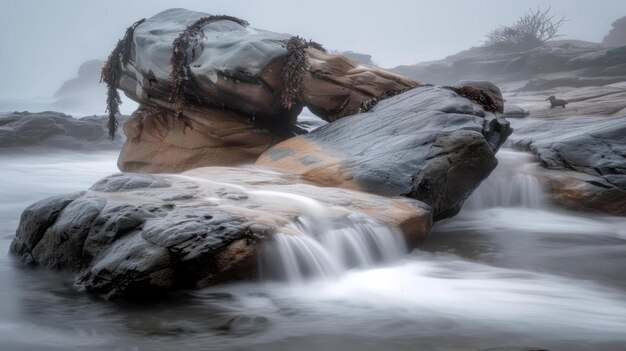 La nature, la majesté, le paysage photoréaliste, la mer et les montagnes