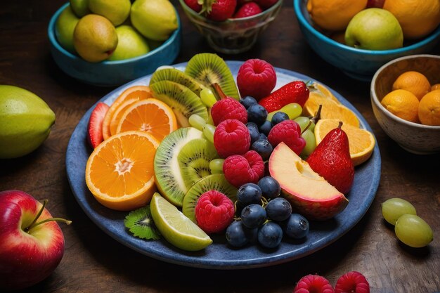 Une nature morte d'arrangement de fruits colorés