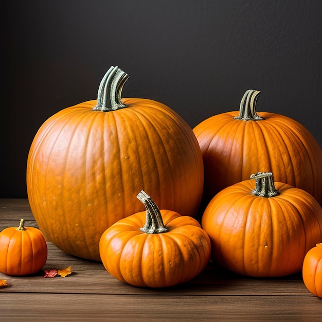 Nature morte avec des citrouilles pour les décorations Arrière-plan d'Halloween