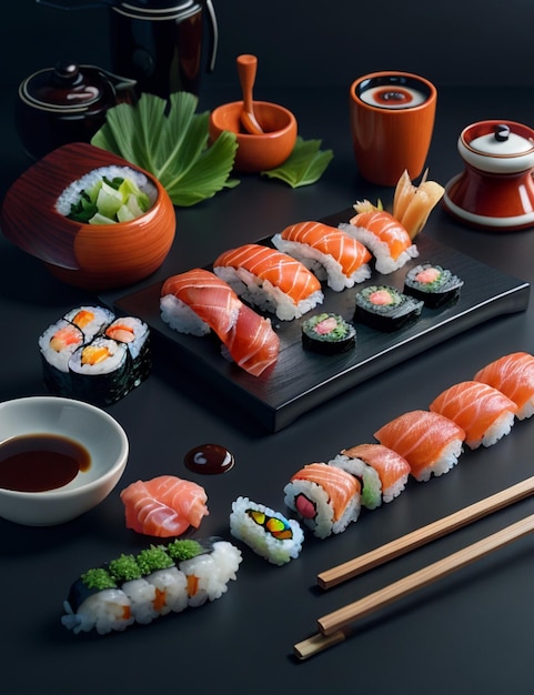 la nature morte du papier peint de sushi