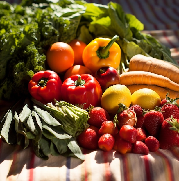 Une nature morte d'images de la journée mondiale de l'alimentation de produits frais