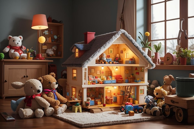 La nature morte d'une maison confortable avec des jouets