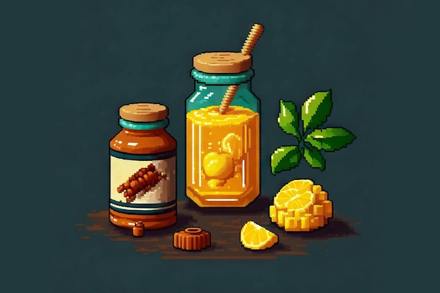 Nature morte de miel, gingembre et citron style style clair créé avec ai générative