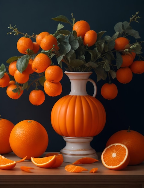 une nature morte de papier peint orange