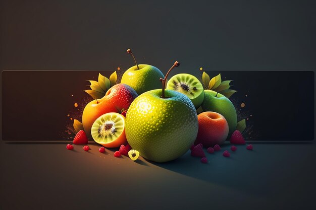 Photo nature morte pomme fruit affiche créative couverture bannière papier peint fond design art