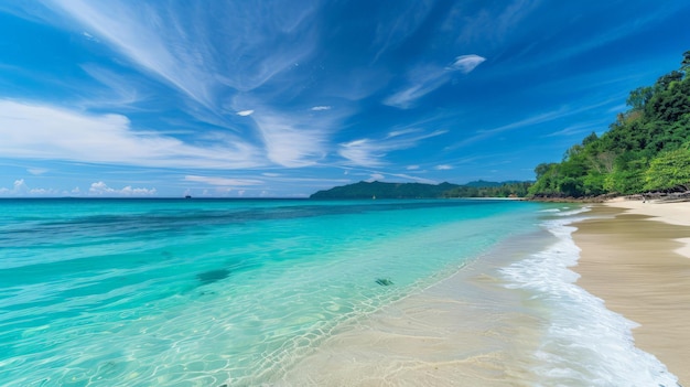 Nature plage tropicale mer Belle plage mer bleue eau fond ciel bleu au sud de