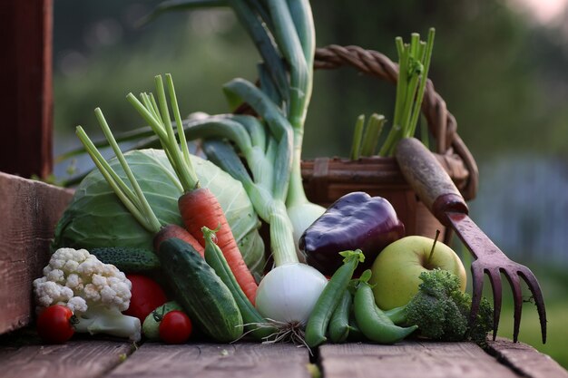 Nature de récolte de légumes frais en plein air