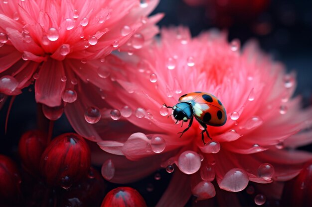 Nature rouge plante beauté jardin fleur blanc daisy coccinelle macro insecte petit