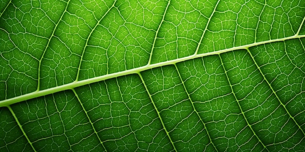 Nature's Detail Macro Gros plan d'une feuille verte vibrante