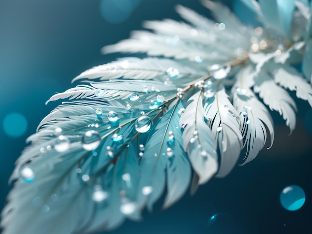 Nature's Elegance Gouttelettes d'eau transparentes sur les plumes d'oiseaux blancs