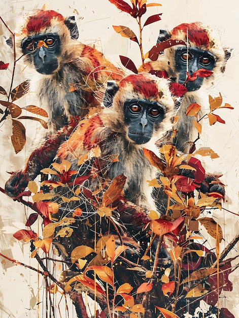 Natures Collage Textures vibrantes de la jungle et Art inspiré de la nature pour vos projets numériques