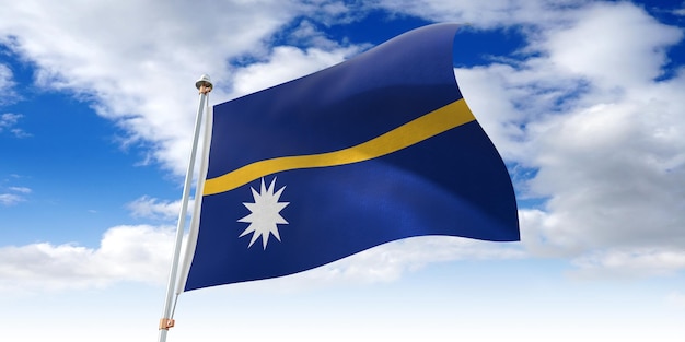 Nauru agitant le drapeau 3D illustration