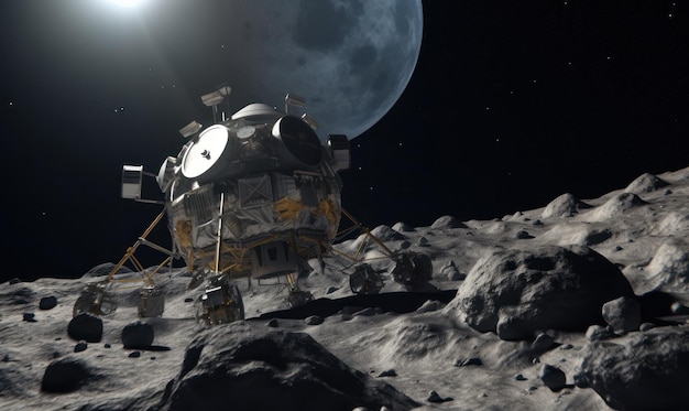 Une navette spatiale sur la lune