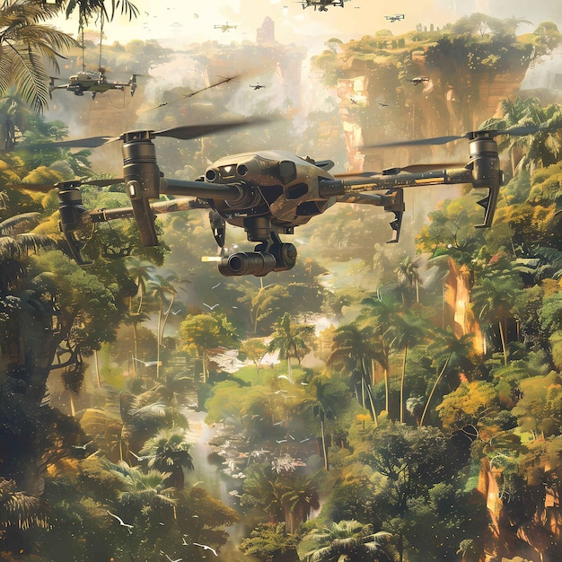 La navigation avancée des drones au-dessus de la forêt tropicale luxuriante