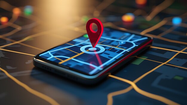 navigation GPS sur l'écran du smartphone